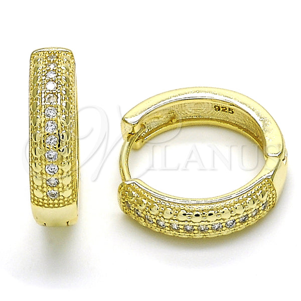 Sterling Silver Hoop Earrings — Huggie Hoop with White Micro Pave Polished 02. — main product view — SKU 125153 | Plata 925 aretes de aro — Huggie Hoop with blanco Micro Pave pulido 02. — SKU 125153