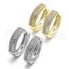 Sterling Silver Huggie Hoop, with White Micro Pave, Polished, Rhodium Finish, 02.186.0122.1.20