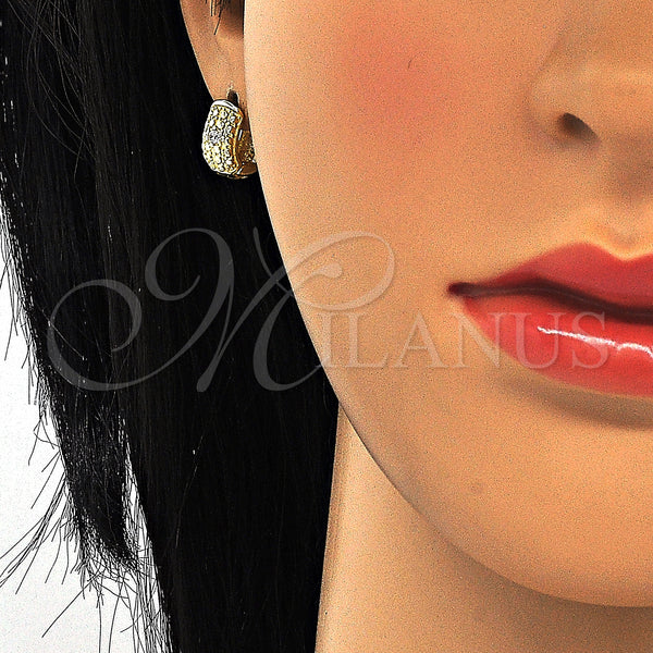 Sterling Silver Hoop Earrings — Huggie Hoop with White Cubic Zirconia Polished 02. — alternate product view — SKU 125159 | Plata 925 aretes de aro — Huggie Hoop with blanco Cubic Zirconia pulido 02. — SKU 125159