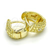 Sterling Silver Huggie Hoop, with White Cubic Zirconia, Polished, Golden Finish, 02.186.0125.12