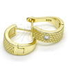 Sterling Silver Huggie Hoop, with White Cubic Zirconia, Polished, Golden Finish, 02.186.0128.15