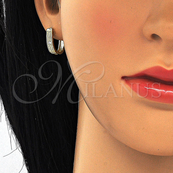 Sterling Silver Hoop Earrings — Huggie Hoop with White Cubic Zirconia Polished 02. — alternate product view — SKU 125167 | Plata 925 aretes de aro — Huggie Hoop with blanco Cubic Zirconia pulido 02. — SKU 125167
