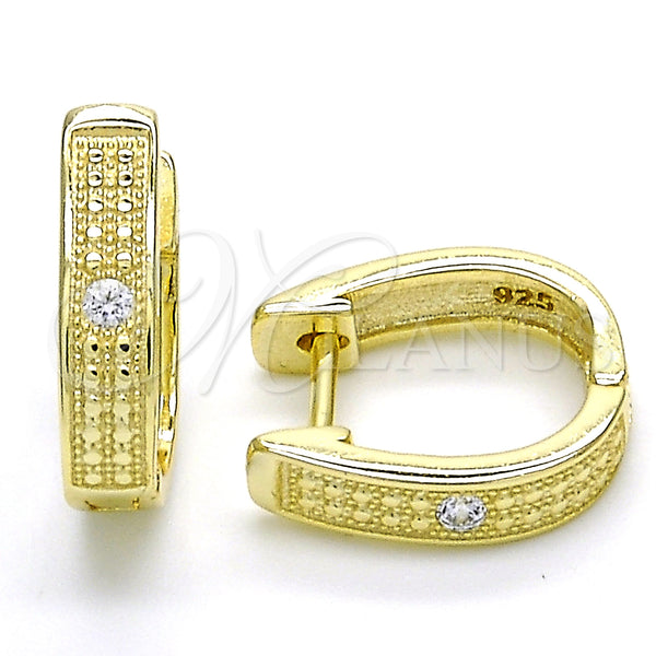 Sterling Silver Hoop Earrings — Huggie Hoop with White Cubic Zirconia Polished 02. — main product view — SKU 125167 | Plata 925 aretes de aro — Huggie Hoop with blanco Cubic Zirconia pulido 02. — SKU 125167