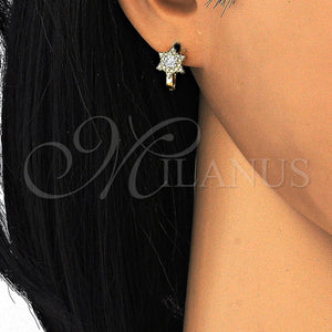 Sterling Silver Hoop Earrings — Huggie Hoop with White Cubic Zirconia Polished 02. — main product view — SKU 125171 | Plata 925 aretes de aro — Huggie Hoop with blanco Cubic Zirconia pulido 02. — SKU 125171
