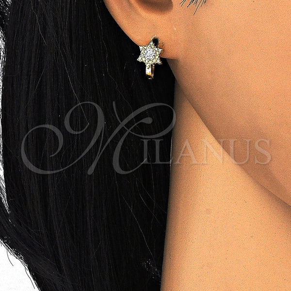 Sterling Silver Hoop Earrings — Huggie Hoop with White Cubic Zirconia Polished 02. — main product view — SKU 125171 | Plata 925 aretes de aro — Huggie Hoop with blanco Cubic Zirconia pulido 02. — SKU 125171