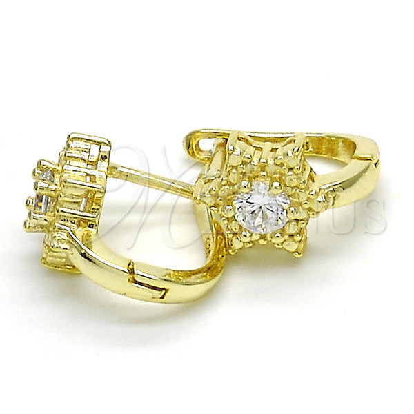 Sterling Silver Hoop Earrings — Huggie Hoop with White Cubic Zirconia Polished 02. — alternate product view — SKU 125171 | Plata 925 aretes de aro — Huggie Hoop with blanco Cubic Zirconia pulido 02. — SKU 125171
