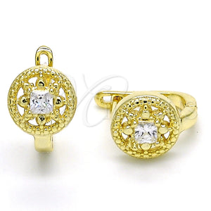 Sterling Silver Hoop Earrings — Huggie Hoop with White Cubic Zirconia Polished 02. — main product view — SKU 125173 | Plata 925 aretes de aro — Huggie Hoop with blanco Cubic Zirconia pulido 02. — SKU 125173