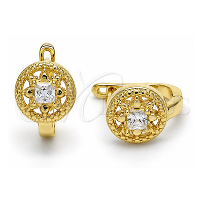 Sterling Silver Huggie Hoop, with White Cubic Zirconia, Polished, Golden Finish, 02.186.0132.12
