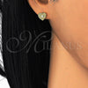 Sterling Silver Stud Earring, Heart Design, with White Cubic Zirconia, Polished, Golden Finish, 02.186.0133