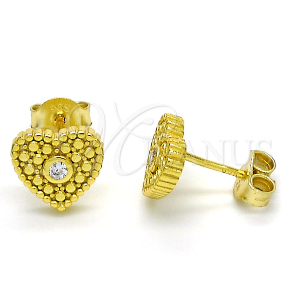 Sterling Silver Ring — Stud Earring Heart Design with White Cubic Zirconia — main product view — SKU 125175 | Plata 925 anillo — Stud Earring corazón diseño with blanco Cubic Zirconia — SKU 125175
