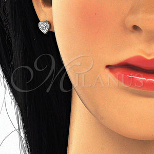 Sterling Silver Ring — Stud Earring Heart Design with White Cubic Zirconia — main product view — SKU 125176 | Plata 925 anillo — Stud Earring corazón diseño with blanco Cubic Zirconia — SKU 125176