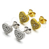 Sterling Silver Stud Earring, Heart Design, with White Cubic Zirconia, Polished, Rhodium Finish, 02.186.0133.1