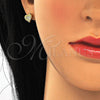 Sterling Silver Stud Earring, Heart Design, with White Cubic Zirconia, Polished, Golden Finish, 02.186.0134