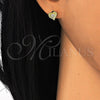 Sterling Silver Stud Earring, Heart Design, with White Cubic Zirconia, Polished, Golden Finish, 02.186.0134
