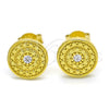 Sterling Silver Stud Earring, with White Cubic Zirconia, Polished, Golden Finish, 02.186.0135