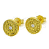 Sterling Silver Stud Earring, with White Cubic Zirconia, Polished, Golden Finish, 02.186.0135