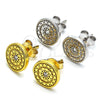 Sterling Silver Stud Earring, with White Cubic Zirconia, Polished, Golden Finish, 02.186.0135