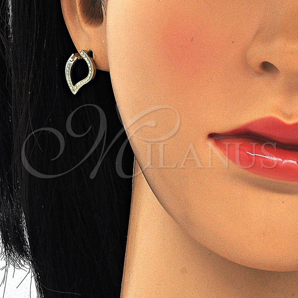 Sterling Silver Hoop Earrings — Huggie Hoop Heart Design with White Micro Pave — alternate product view — SKU 125185 | Plata 925 aretes de aro — Huggie Hoop corazón diseño with blanco Micro Pave — SKU 125185