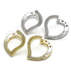 Sterling Silver Huggie Hoop, Heart Design, with White Micro Pave, Polished, Golden Finish, 02.186.0138.15
