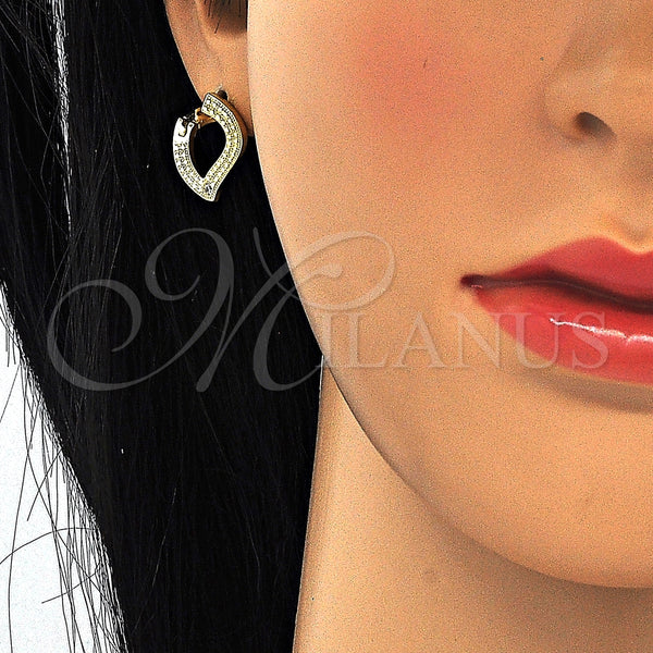 Sterling Silver Hoop Earrings — Huggie Hoop Heart Design with White Cubic Zirconia — alternate product view — SKU 125187 | Plata 925 aretes de aro — Huggie Hoop corazón diseño with blanco Cubic Zirconia — SKU 125187