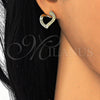 Sterling Silver Huggie Hoop, Heart Design, with White Cubic Zirconia, Polished, Golden Finish, 02.186.0139.15