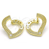 Sterling Silver Huggie Hoop, Heart Design, with White Cubic Zirconia, Polished, Golden Finish, 02.186.0139.15