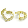 Sterling Silver Huggie Hoop, Heart Design, with White Cubic Zirconia, Polished, Golden Finish, 02.186.0139.15