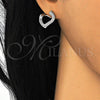 Sterling Silver Huggie Hoop, Heart Design, with White Cubic Zirconia, Polished, Rhodium Finish, 02.186.0139.1.15