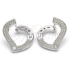 Sterling Silver Huggie Hoop, Heart Design, with White Cubic Zirconia, Polished, Rhodium Finish, 02.186.0139.1.15