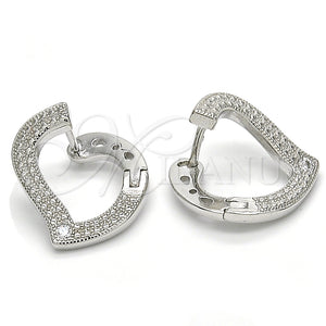 Sterling Silver Hoop Earrings — Huggie Hoop Heart Design with White Cubic Zirconia — main product view — SKU 125188 | Plata 925 aretes de aro — Huggie Hoop corazón diseño with blanco Cubic Zirconia — SKU 125188
