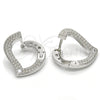Sterling Silver Huggie Hoop, Heart Design, with White Cubic Zirconia, Polished, Rhodium Finish, 02.186.0139.1.15