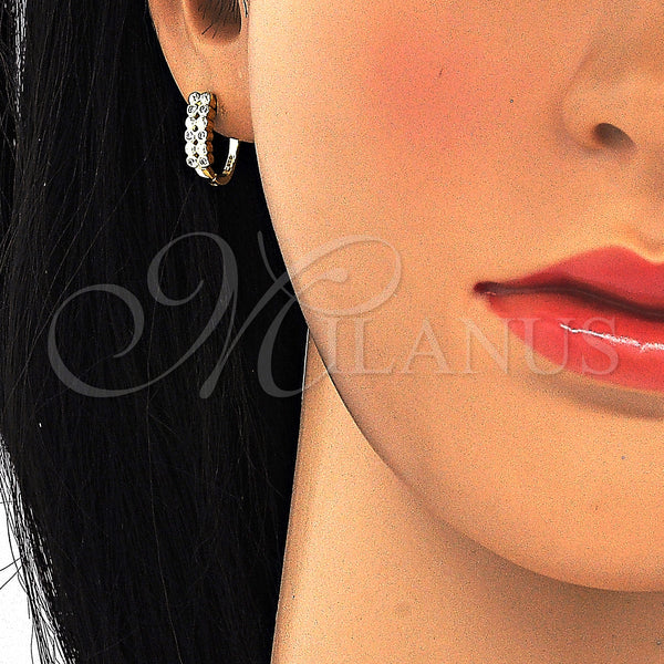 Sterling Silver Hoop Earrings — Huggie Hoop with White Cubic Zirconia Polished 02. — main product view — SKU 125189 | Plata 925 aretes de aro — Huggie Hoop with blanco Cubic Zirconia pulido 02. — SKU 125189