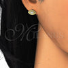 Sterling Silver Stud Earring, with White Cubic Zirconia, Polished, Golden Finish, 02.186.0145