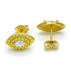 Sterling Silver Stud Earring, with White Cubic Zirconia, Polished, Golden Finish, 02.186.0145