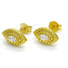 Sterling Silver Stud Earring, with White Cubic Zirconia, Polished, Golden Finish, 02.186.0145