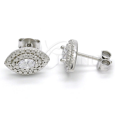 Sterling Silver Stud Earring, with White Cubic Zirconia, Polished, Rhodium Finish, 02.186.0145.1 for wholesale, main product view