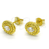 Sterling Silver Stud Earring, with White Cubic Zirconia, Polished, Golden Finish, 02.186.0146