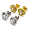 Sterling Silver Stud Earring, with White Cubic Zirconia, Polished, Golden Finish, 02.186.0146