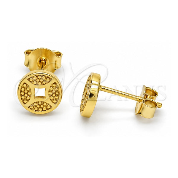 Sterling Silver Stud Earring, Polished, Golden Finish, 02.186.0147