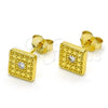 Sterling Silver Stud Earring, with White Cubic Zirconia, Polished, Golden Finish, 02.186.0148
