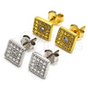 Sterling Silver Stud Earring, with White Cubic Zirconia, Polished, Golden Finish, 02.186.0148