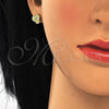 Sterling Silver Stud Earring, with White Cubic Zirconia, Polished, Golden Finish, 02.186.0149