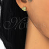Sterling Silver Stud Earring, with White Cubic Zirconia, Polished, Golden Finish, 02.186.0149