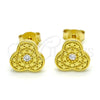 Sterling Silver Stud Earring, with White Cubic Zirconia, Polished, Golden Finish, 02.186.0149