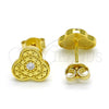 Sterling Silver Stud Earring, with White Cubic Zirconia, Polished, Golden Finish, 02.186.0149