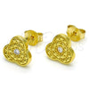 Sterling Silver Stud Earring, with White Cubic Zirconia, Polished, Golden Finish, 02.186.0149