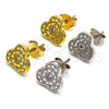 Sterling Silver Stud Earring, with White Cubic Zirconia, Polished, Rhodium Finish, 02.186.0149.1