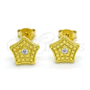Sterling Silver Stud Earring, Star Design, with White Cubic Zirconia, Polished, Golden Finish, 02.186.0150
