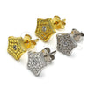 Sterling Silver Stud Earring, Star Design, with White Cubic Zirconia, Polished, Golden Finish, 02.186.0150