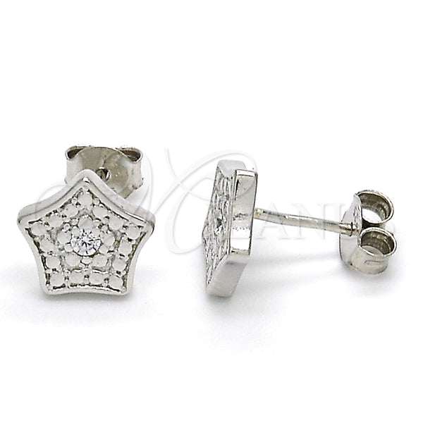 Sterling Silver Ring — Stud Earring Star Design with White Cubic Zirconia — main product view — SKU 125210 | Plata 925 anillo — Stud Earring estrella diseño with blanco Cubic Zirconia — SKU 125210